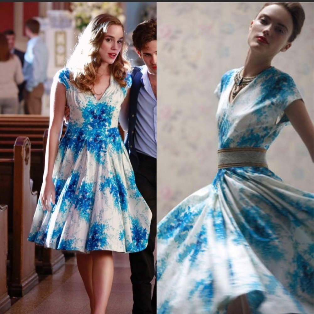 Elegant Blue Floral Dress